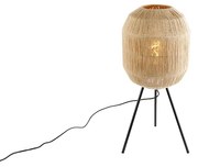 Orientalna lampa stołowa czarna z sznurkiem jutowym - RikiKolonialny Oswietlenie wewnetrzne