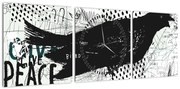Obraz - Street art - ptak (z zegarem) (90x30 cm)