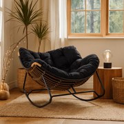 Fotel Bujany Wypoczynkowy ELTON na Płozach Czarny Nowoczesny