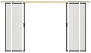 Drzwi przesuwne podwójne chowane w ścianie - aluminium i matowe szkło hartowane - 2 x wys. 205 x szer. 93 cm - LINCI II