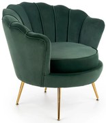 Zielony welurowy fotel muszelka G6-H18