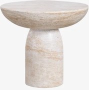 Okrągły Stolik Pomocniczy Ø50 Cm Z Cementu Zenadia Look Travertino - Sklum
