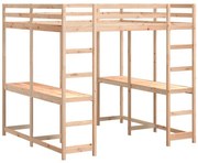 Łóżko piętrowe z 2 biurkami na dole naturalna sosna 140x200 R5-M77