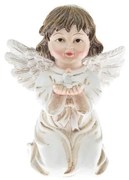 Biała figurka anioła z książką Dakls, wys. 10,5 cm