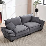Nowoczesna sofa dwuosobowa - 224 x 81 x 81 cm - z kołdrą - do sypialni i biura - aksamitna - szara