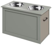 PawHut Stacja Karmienia Podwyższona z 1 Schowkiem i 2 Miskami ze Stali Nierdzewnej, 60 cm x 30 cm x 41 cm, Szary