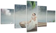 Obraz - Kobieta na łodzi (125x70 cm)