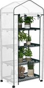 Outsunny Szklarnia foliowa, Treibhaus, Mini-szklarnia, Dom roślinny, Radliny, 4 poziomy półek, 69 x 50 x 165 cm, Biały