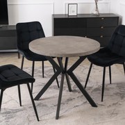 Stół Okrągły Rozkładany DORIAN 80-160 cm Beton/Czarny Nowoczesny Loft