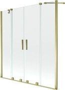 Mexen Velar Duo parawan nawannowy 2-skrzydłowy rozsuwany 140 x 150 cm, transparent, złoty - 896-140-000-02-50