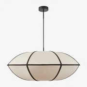 Lampa Sufitowa Wisząca Z Lnu Patraix Czarna & Czarny Ø70 Cm - ↑25 Cm Patraix - Sklum