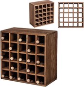 KADAX Regał na wino Loreo szachownica drewniany ciemny brąz