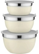 Florina Zestaw 3 misek ze stali nierdzewnej zpokrywkami, kremowy
