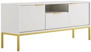 Stojąca szafka pod TV z szufladą 135 cm biały + złoty S9-K35