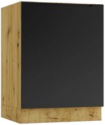 Dolna szafka kuchenna 60 cm dąb artisan + czarny - Orfa 8X