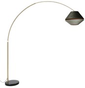 Mosiężna lampa łukowa z czarnym i podwójnym aksamitnym abażurem zielonym - XXL