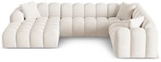 Kremowy narożnik z tkaniny szenilowej (prawostronny/w kształcie litery U) Treno – Cosmopolitan Design