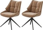 Krzesła do jadalni zestaw 2 szt. - materiał i metal - brązowe - SANDOR