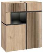 Witryna niska CROSS LED hickory jackson/czarna ASM Meble