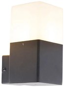 Lampa ścienna zewnętrzna czarna z opalizującym białym kloszem IP44 - Denmark
