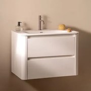 Zestaw Mebli Łazienkowych Egerton Z Drewna Z Wbudowaną Umywalką Biała & Bezlusterkowiec & Mokka Brąz ↑20 Cm Z - Sklum