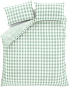 Zielona pościel dwuosobowa z kory 230x220 cm Seersucker Gingham Check – Catherine Lansfield
