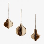 Zestaw 3 Ozdób Świątecznych Z Papieru Luriane Golden - Sklum