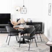 Krzesło Tapicerowane TINKA Czarne Sztruksowe Nowoczesne Loft