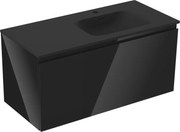 Mexen Orio szafka łazienkowa 100 cm z umywalką Vela prawą, 1S, 1D, czarna połysk/czarna mat - 91A13-10047-3-BBFF70-W23P71