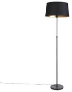 Lampa podłogowa regulowana czarna klosz bawełniany czarny 45cm - Parte klasyczny/Antyczny Oswietlenie wewnetrzne