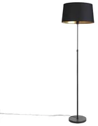 Lampa podłogowa regulowana czarna klosz bawełniany czarny 45cm - Parte klasyczny/Antyczny Oswietlenie wewnetrzne