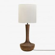 Lampa Stołowa Z Drewna Mango Sintra Ciemny Drewniany Uchwyt & Arlina Biała Ø30 Cm - ↑30 Cm - Sklum