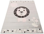 Szary skandynawski dywan z białym lwem dla dzieci A1-A85