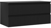 Mexen Rivel szafka łazienkowa podumywalkowa 100 cm z blatem, 2 szuflady, ryflowana , czarna mat - 91A20-10047-2-BFFC71