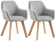 HOMCOM Zestaw 2 krzeseł do jadalni tapicerowanych aksamitnych z drewnianymi nogami szare | Aosom PL