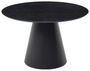 Stół do jadalni okrągły dla 4 osób z okleiną jesionową - Czarny - ANTALIZA