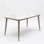 Stół ogrodowy aluminiowy beżowy 180x90 cm Spiek kamienny solidny i trwały