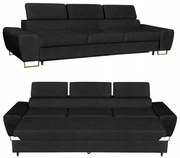 Sofa kanapa 3 os rozkładana z f. spania Bosso Family meble czarny welur
