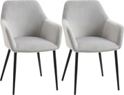 HOMCOM Zestaw krzeseł jadalnianych tapicerowanych jasnoszarych wygodne 54x57x80 cm | Aosom PL