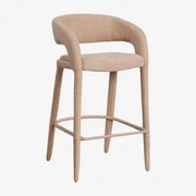 Zestaw 4 Wysokich Stołków 75 Cm Tapicerowanych Arazeina Gruby Chenille Latte Brown - Sklum