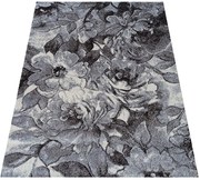 Szary miękki dywan z motywem kwiatów M6-W32