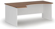 Ergonomiczne biurko PRIMO WHITE, 180x120 cm, lewe, biały/orzech