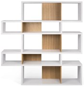 Biały regał z detalami w dekorze drewna dębowego TemaHome London