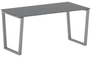 Biurko PRIMO IMPRESS, 160x80 cm, szaro-srebrna podstawa, grafit