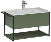 Szafka łazienkowa wisząca zielona loftowa 80 x 45 cm z umywalką z otworem VALO