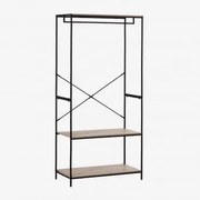 Otwarta Szafa Z Półkami Z Drewna I Metalu Baxter Czarny - Naturalna - Sklum