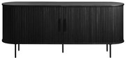 Czarna niska komoda w dekorze dębu z drzwiami przesuwnymi 76x180 cm Nola – Unique Furniture