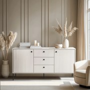 Komoda do Salonu SOFT 154 cm Kaszmir Ryflowana Dwudrzwiowa z Szufladami Nowoczesna