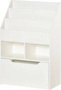 HOMCOM Regał dla Dzieci z Szufladą, Regał na Książki z Półkami, 60 x 29,9 x 90 cm, Biały