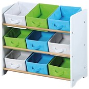 Kesper 17716 Regał dziecięcy z 9 pudełkami ztkaniny, biały, 65 x 60 x 30 cm